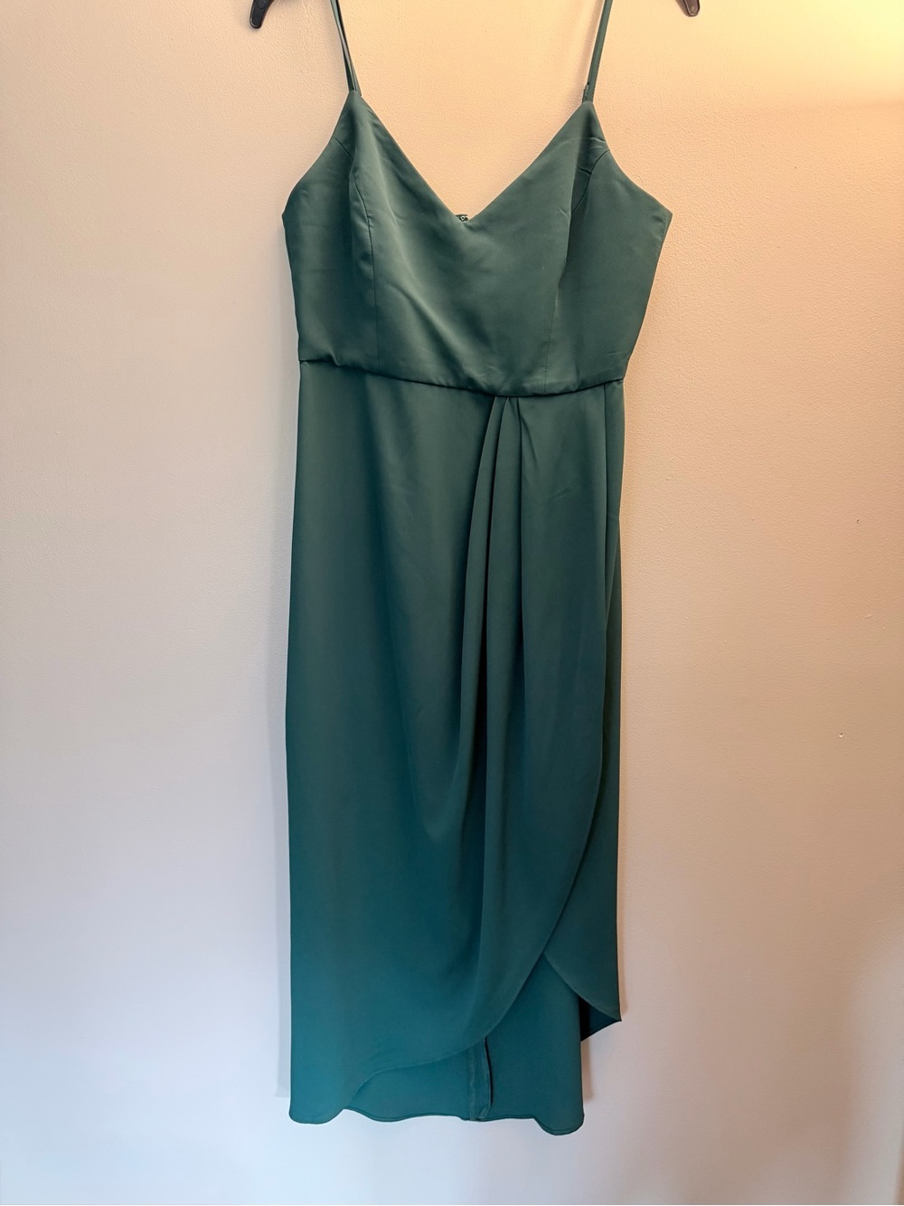 Adjustable Spaghetti-Strap Midi Dress in Teal Green